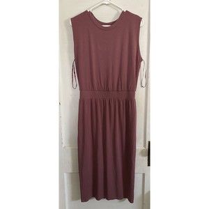Athleta Santorini Cinch Women's Size Medium Crew Neck Midi Dress Tawny Rose